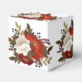 冬の赤と白の花のスクエアステッカー ワインボトル用 フェイバーボックス (裏面サイド)