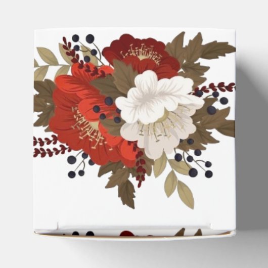 冬の赤と白フローラスクエアステッカーワインボー フェイバーボックス (上部)