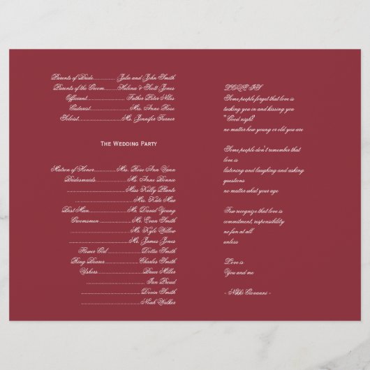 冬の赤と白結婚式 (裏面)