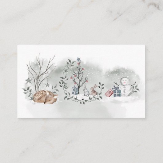 冬の赤ん坊のシャワーどのように大きいママのお腹 エンクロージャーカード (裏面)