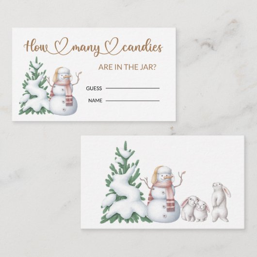 冬の赤ん坊のシャワー数を推測 エンクロージャーカード (正面/裏面)