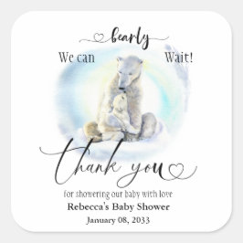 冬の赤ん坊シャワー極性クマ心待ち スクエアシール