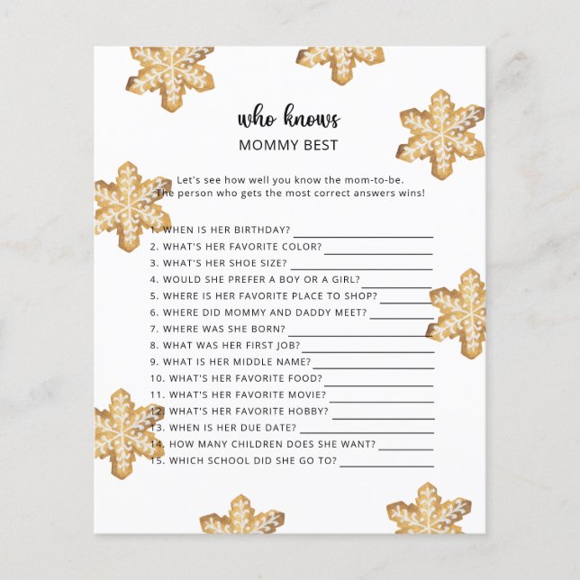 冬の赤ん坊シャワー、誰がママを知っ最高のている (正面)