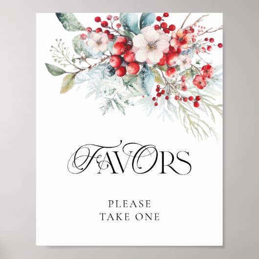 冬の赤エレガントフローラの好意を取って下さい ポスター (正面)