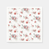 冬の赤エレガントフローラ赤ちゃんシャワー スタンダードカクテルナプキン (正面)