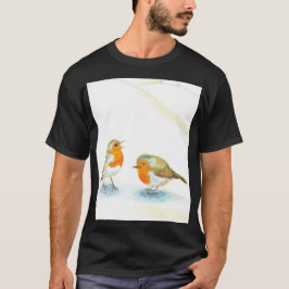 冬の赤コマドリ Tシャツ