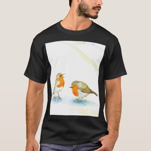 冬の赤コマドリ Tシャツ (正面)