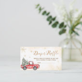 冬の赤トラック赤ちゃんシャワーおむつラッフル エンクロージャーカード (スタンド正面)