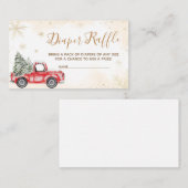 冬の赤トラック赤ちゃんシャワーおむつラッフル エンクロージャーカード (正面/裏面)