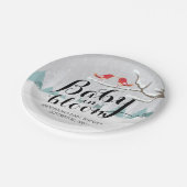 冬の赤モダンちゃんシャワーベビーで開花雪のシーン ペーパープレート (アングル)