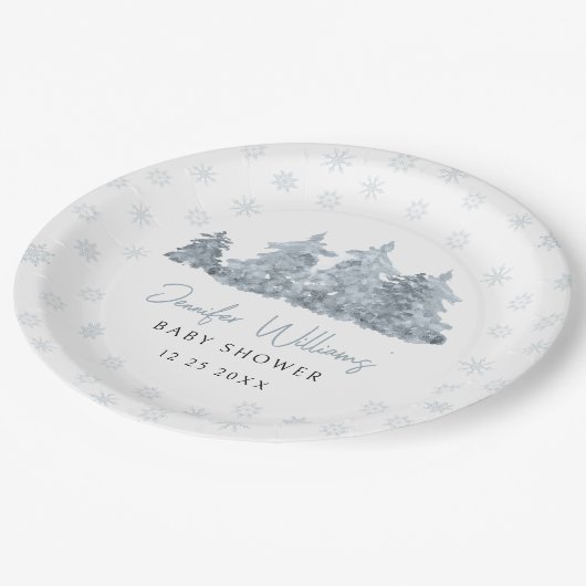 冬の赤男女兼用ちゃんシャワー紙プレート ペーパープレート (アングル)