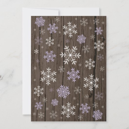 冬の赤素朴ちゃんシャワーパープルホワイトスノーフレーク 招待状 (裏面)