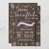 冬の赤素朴ちゃんシャワーパープルホワイトスノーフレーク 招待状 (正面/裏面)