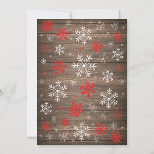 冬の赤素朴ちゃんシャワーレッドホワイトスノーフレーク 招待状 (裏面)