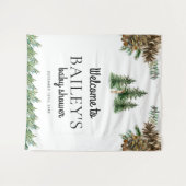 冬の赤素朴ちゃんシャワー歓迎サイン タペストリー (正面(横))