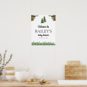 冬の赤素朴ちゃんシャワー歓迎サイン ポスター (キッチン)