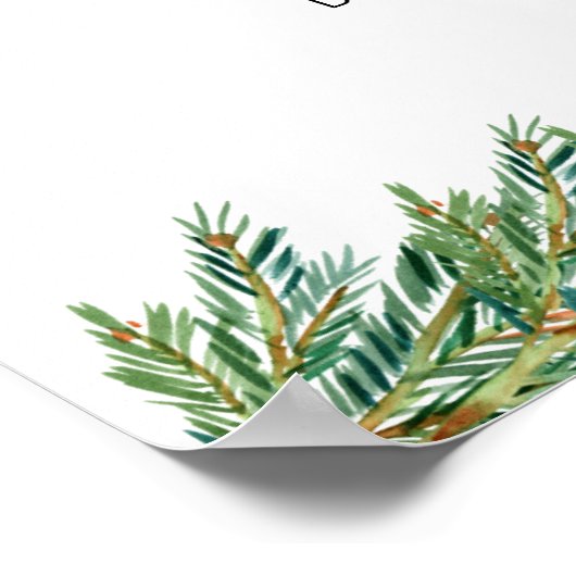 冬の赤素朴ちゃんシャワー歓迎サイン ポスター (角)