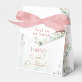 冬の赤面ピンクの冬のオネダーランドの女の子の誕生日 フェイバーボックス