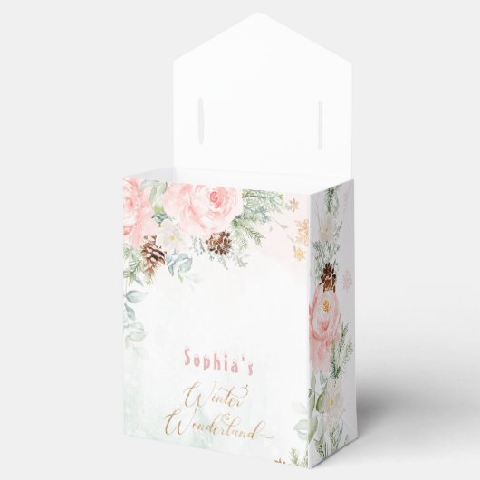 冬の赤面ピンクの冬のワンダーランドの女の子の誕生日 フェイバーボックス (オープン)