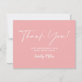 冬の赤面ピンクサンキューカード ノートカード