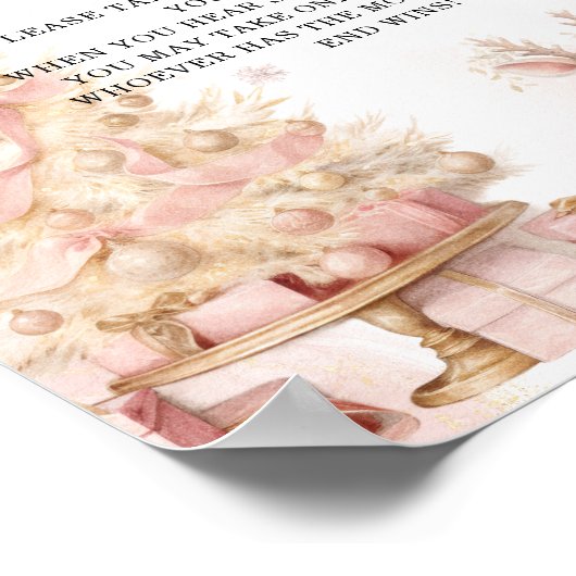 冬の赤面ピンクディアー言わないベビーゲーム ポスター (角)