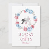 冬の赤面ピンクベビーシャワーギフトテーブルサイン 招待状 (正面)