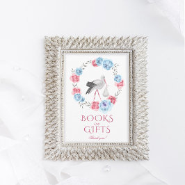 冬の赤面ピンクベビーシャワーギフトテーブルサイン 招待状