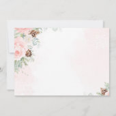 冬の赤面ピンク一鹿フル1歳の誕生日の写真 招待状 (裏面)