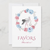 冬の赤面ピンク赤ちゃんシャワーがテーブルの看板を好む 招待状 (正面)