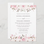 冬の赤面&グレーウォーター色フローラバラ結婚ズ 招待状 (正面/裏面)