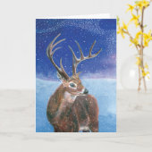 冬の赤鹿 カード (黄色い花)