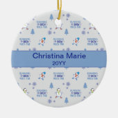 冬の走雪だるま- Christmas Tree セラミックオーナメント (正面)