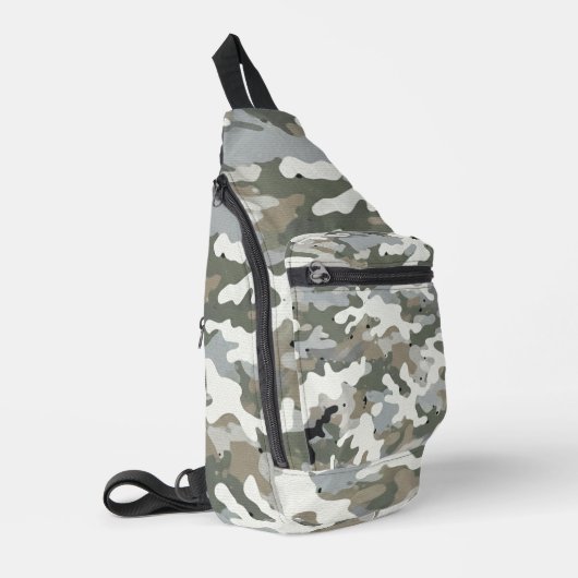 冬の軍用迷彩パターン スリングバッグ (左コーナー)