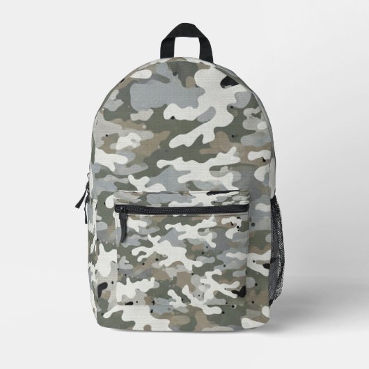 冬の軍用迷彩パターン プリントバックパック (正面)