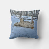 冬の転が雪の白馬 クッション (裏面)