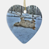 冬の転が雪の白馬 セラミックオーナメント (右)