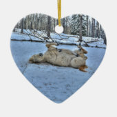 冬の転が雪の白馬 セラミックオーナメント (正面)