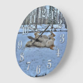 冬の転が雪の白馬 ラージ壁時計 (傾斜)