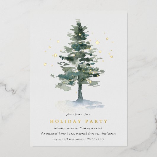 冬の輝き |ホリデーパーティー 箔招待状 (正面)