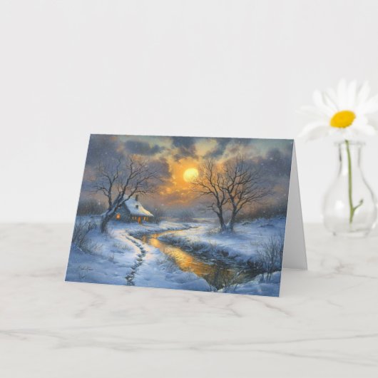 冬の輝くクリスマス カード (小さな植物)