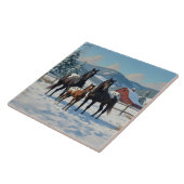 冬の農園で黒いアパロオーサの馬 タイル (側面)