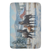 冬の農園で黒いアパロオーサの馬 バスマット (正面縦)