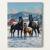 冬の農園で黒いアパロオーサの馬 プランナー手帳 (裏面)