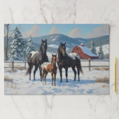 冬の農園で黒いアパロオーサの馬 ペーパーパッド (インサイチュ)