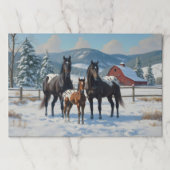 冬の農園で黒いアパロオーサの馬 ペーパーパッド (正面)