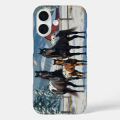冬の農園で黒いアパロオーサの馬 Case-Mate iPhoneケース (裏面)