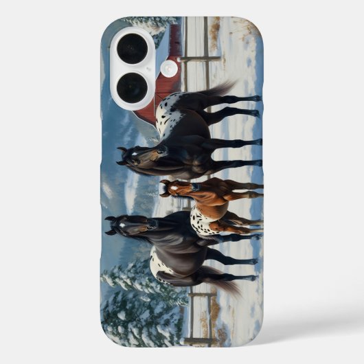 冬の農園で黒いアパロオーサの馬 Case-Mate iPhoneケース (裏面)