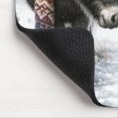 冬の農場でクリスマス・ポニーとバニー マウスパッド (コーナー)