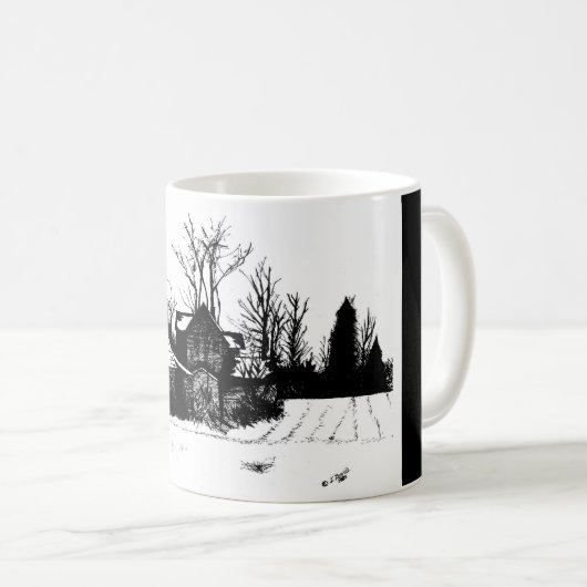 冬の農場の景色が美しいマグカップ コーヒーマグカップ (正面右)