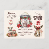 冬の農場動物クリスマスおむつくじ エンクロージャーカード (正面)